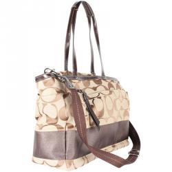 Coach Brown Signature Canvas Satchel Bag
