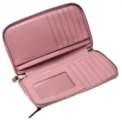 Pre Owned محفظة كوتش جلد بسحاب ملتف وردي