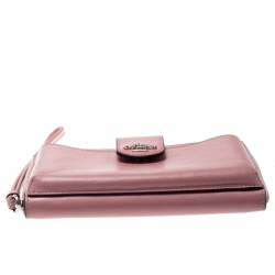 Pre Owned محفظة كوتش جلد بسحاب ملتف وردي