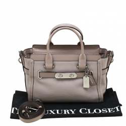 Pre Owned Coach Grey Leather Swagger 27 Tote