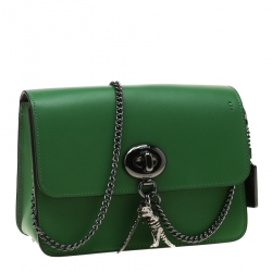 Pre Owned حقيبة كروس كوتش سلسلة جلد خضراء