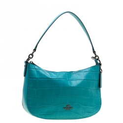 Pre Owned حقيبة كروس كوتش شيلسي جلد تمساح تركواز