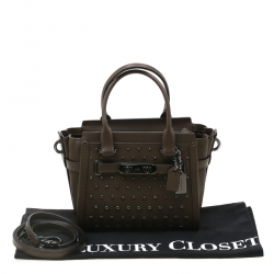 Coach Khaki Leather Swagger 20 Tote