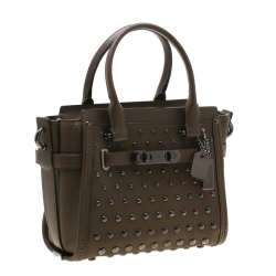 Coach Khaki Leather Swagger 20 Tote