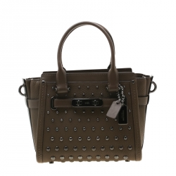 Coach Khaki Leather Swagger 20 Tote