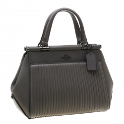 Pre Owned Coach Grey Quilted Leather Grace Satchel