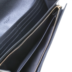 Pre Owned Coach Navy Blue Leather Slim Envelope Wallet 