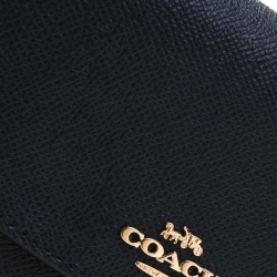 Pre Owned Coach Navy Blue Leather Slim Envelope Wallet 