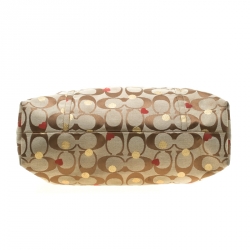 Pre Owned Coach Beige/Red Signature Canvas Poppy Laura Secret Admirer Tote