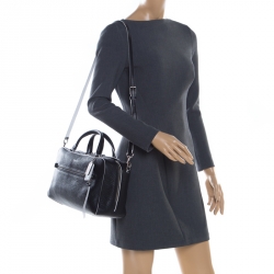 Pre Owned Coach Black Leather Large Bleecker Toaster Satchel