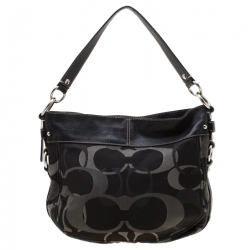 Pre Owned حقيبة كوتش زوي جلد وكانفاس شهيرة رمادية/ سوداء