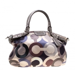 Pre Owned Coach Multicolor Signature Sequins Satin Madison Op Art Sophia Satchel 