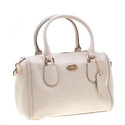 Pre Owned Coach Off White Leather Mini Bennett Satchel