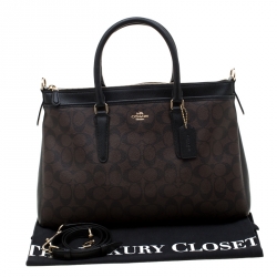 Coach Black/Brown Signature Coated Canvas Morgan Tote