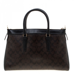 Coach Black/Brown Signature Coated Canvas Morgan Tote