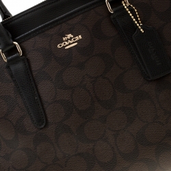 Coach Black/Brown Signature Coated Canvas Morgan Tote