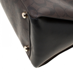Coach Black/Brown Signature Coated Canvas Morgan Tote
