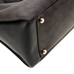Coach Black/Brown Signature Coated Canvas Morgan Tote