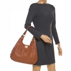 Pre Owned Coach Tan Leather Madison Maggie Hobo