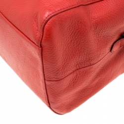 Pre Owned Coach Red Leather Katheryn Triple Zipper Satchel 