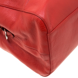 Pre Owned Coach Red Leather Katheryn Triple Zipper Satchel 