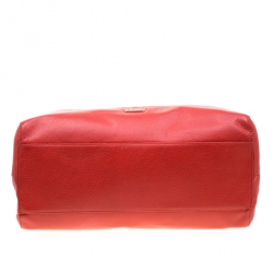 Pre Owned Coach Red Leather Katheryn Triple Zipper Satchel 