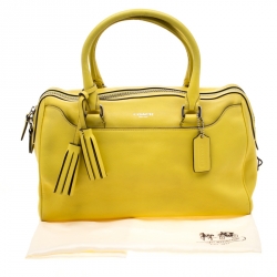 Pre Owned Coach Yellow Leather Legacy Haley Satchel