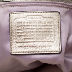 Pre Owned Coach Metallic Platinum Leather East West Chelsea Tote