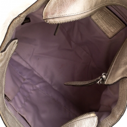 Pre Owned Coach Metallic Platinum Leather East West Chelsea Tote