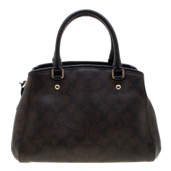 Coach Brown/Black Signature Coated Canvas Margot Satchel 