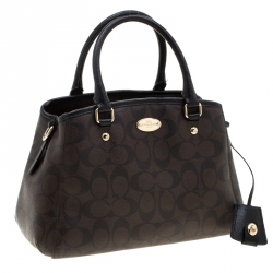 Coach Brown/Black Signature Coated Canvas Margot Satchel 