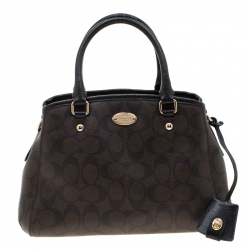 Coach Brown/Black Signature Coated Canvas Margot Satchel 