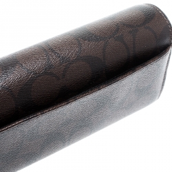 Coach Brown Signature Coated Canvas Slim Envelope Wallet