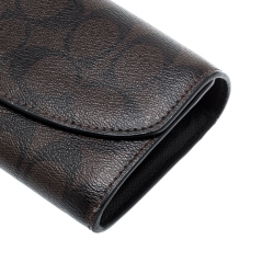 Coach Brown Signature Coated Canvas Slim Envelope Wallet