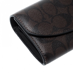 Coach Brown Signature Coated Canvas Slim Envelope Wallet