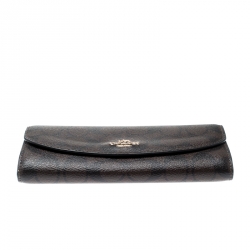 Coach Brown Signature Coated Canvas Slim Envelope Wallet
