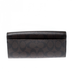 Coach Brown Signature Coated Canvas Slim Envelope Wallet