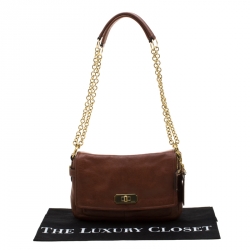 Pre Owned Coach Brown Leather Chelsea Flap Shoulder Bag