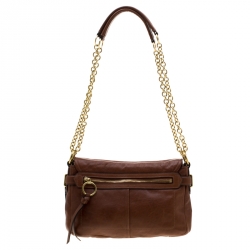 Pre Owned Coach Brown Leather Chelsea Flap Shoulder Bag
