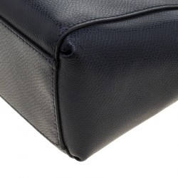 Pre Owned Coach Navy Blue Leather Double Zip Tote