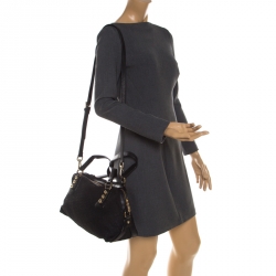 Pre Owned Coach Navy Blue Leather Double Zip Tote