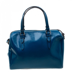 Pre Owned Coach Blue Patent Leather Crossbody Bag 