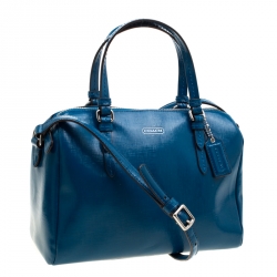 Pre Owned Coach Blue Patent Leather Crossbody Bag 