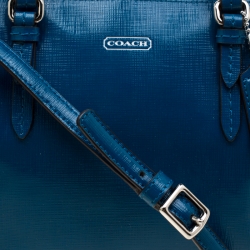 Pre Owned Coach Blue Patent Leather Crossbody Bag 