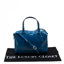 Pre Owned Coach Blue Patent Leather Crossbody Bag 