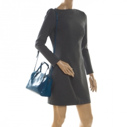 Pre Owned Coach Blue Patent Leather Crossbody Bag 