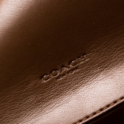 Pre Owned Coach Brown Signature PVC and Leather Checkbook Wallet