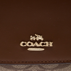 Pre Owned Coach Brown Signature PVC and Leather Checkbook Wallet