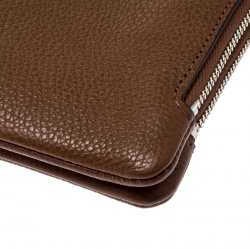 Pre Owned Coach Tan Leather Double Zip Wristlet