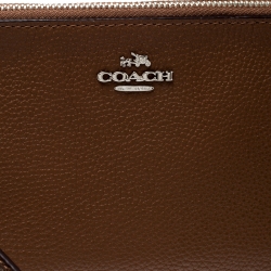 Pre Owned Coach Tan Leather Double Zip Wristlet